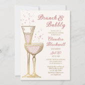 Brunch Bubbly Vintag Bridal Dusche Einladung (Vorderseite)