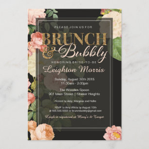 Brunch & Bubbly Vintag Glitzer Brautparty Einladung