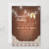 Brunch Bubbly Vintag String Lights Brautparty Einladung (Vorderseite)