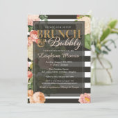 Brunch & Bubbly Vintag Strip-Brautparty Einladung (Stehend Vorderseite)
