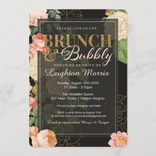Brunch & Bubbly Vintager Glitzer Blumendusche Einladung
