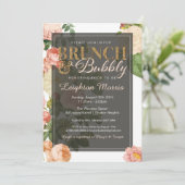 Brunch & Bubbly Vintages florales Brautparty Einladung (Stehend Vorderseite)