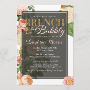 Brunch & Bubbly Vintages florales Brautparty Einladung