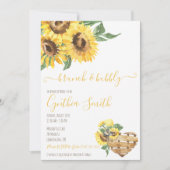 Brunch & Bubbly Watercolor Sonnenblumen Brautparty Einladung (Vorderseite)