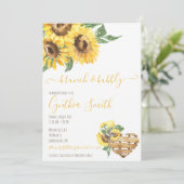 Brunch & Bubbly Watercolor Sonnenblumen Brautparty Einladung (Stehend Vorderseite)