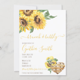 Brunch & Bubbly Watercolor Sonnenblumen Brautparty Einladung