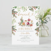 Brunch & Bubbly Weihnachtscocktail Brautparty Einladung (Stehend Vorderseite)