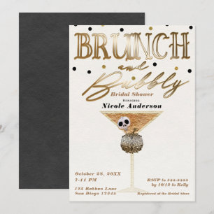 Brunch & Bubbly Wein Gold Halloween Brautparty Einladung