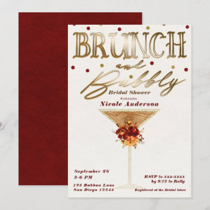 Brunch & Bubbly Wein Gold Rot Herbst Brautparty Einladung