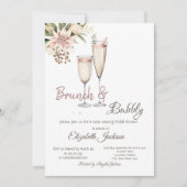 Brunch & Bubbly Weinglas Brautparty Einladung (Vorderseite)