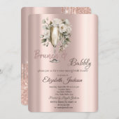 Brunch & Bubbly White Roses Tropfens Brautparty Einladung (Vorne/Hinten)
