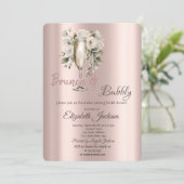 Brunch & Bubbly White Roses Tropfens Brautparty Einladung (Stehend Vorderseite)