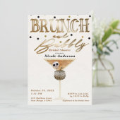 Brunch & Bubbly Wine Gold Halloween Brautparty Einladung (Stehend Vorderseite)