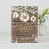Brunch Bubbly Woods Christmas Baubles Brautparty Einladung (Stehend Vorderseite)