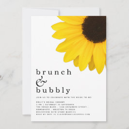 Brunch Bubbly Yellow Sunflower Brautparty Einladung