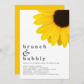 Brunch Bubbly Yellow Sunflower Brautparty Einladung (Vorne/Hinten)