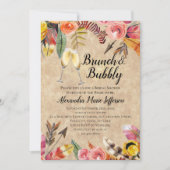 Brunch Bubby Feather Arrow Blume Brautparty Einladung (Vorderseite)