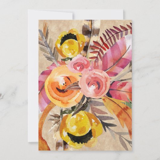 Brunch Bubby Feather Arrow Blume Brautparty Einladung (Rückseite)