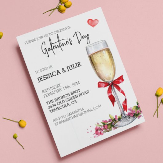 Brunch Champagne zum Galentinstag Einladung