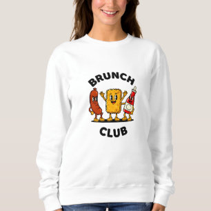 Brunch Club Retro-Cartoon-Essen Lustiges Design Sweatshirt