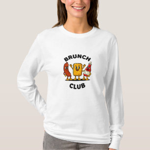Brunch Club Retro-Cartoon-Essens-Spaß-Design T-Shirt