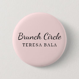 Brunch Club | Rosa handgeschriebene Skript-Name-De Button
