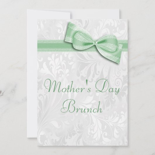 Brunch-Damast der Mutter Tagesund Imitat-Bogen Einladung (Vorderseite)