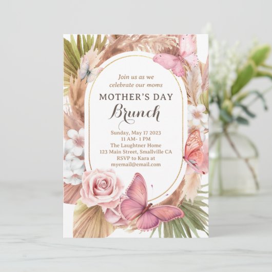 Brunch der Blumenmütter Einladung (Stehend Vorderseite)