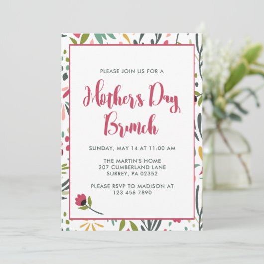Brunch der Blumenmutter Einladung (Stehend Vorderseite)