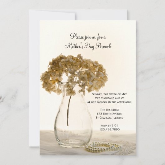 Brunch der getrockneten Hydrangea-Mutter Einladung (Vorderseite)