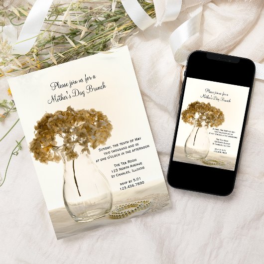 Brunch der getrockneten Hydrangea-Mutter Einladung