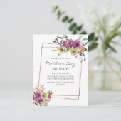 Brunch der lila gelben, geometrischen Muttersprach Einladung (Stehend Vorderseite)