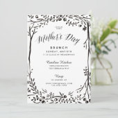 Brunch der Mütter im Schwarzen und Weißen Garten Einladung (Stehend Vorderseite)