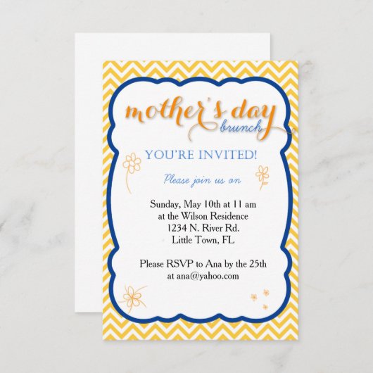 Brunch der Mutter Tages Einladung (Vorne/Hinten)
