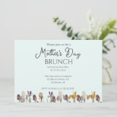 Brunch der personalisierten Mutter | Blumenthema Einladung (Stehend Vorderseite)