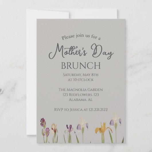 Brunch der personalisierten Mutter | Blumenthema Einladung (Vorderseite)