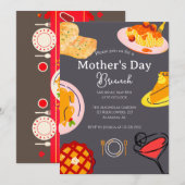 Brunch der personalisierten Mutter | Thema Lebensm Einladung (Vorne/Hinten)