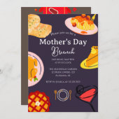 Brunch der personalisierten Mutter | Thema Lebensm Einladung (Vorne/Hinten)