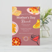 Brunch der personalisierten Mutter | Thema Lebensm Einladung (Stehend Vorderseite)