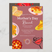 Brunch der personalisierten Mutter | Thema Lebensm Einladung (Vorne/Hinten)