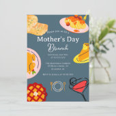 Brunch der personalisierten Mutter | Thema Lebensm Einladung (Stehend Vorderseite)