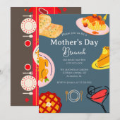 Brunch der personalisierten Mutter | Thema Lebensm Einladung (Vorne/Hinten)
