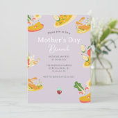 Brunch der personalisierten Mutter | Thema Lebensm Einladung (Stehend Vorderseite)