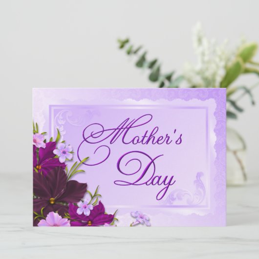 Brunch der romantischen Blumenmutter Einladung (Stehend Vorderseite)