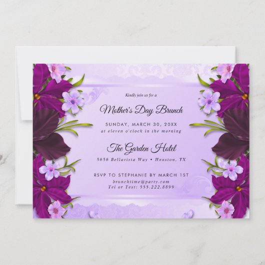 Brunch der romantischen Blumenmutter Einladung (Rückseite)