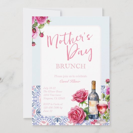 Brunch der Weine Mütter Einladung (Vorderseite)