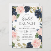Brunch des Navy Blush Brautparty Einladung (Vorderseite)
