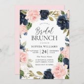 Brunch des Navy Blush Brautparty Einladung (Vorne/Hinten)