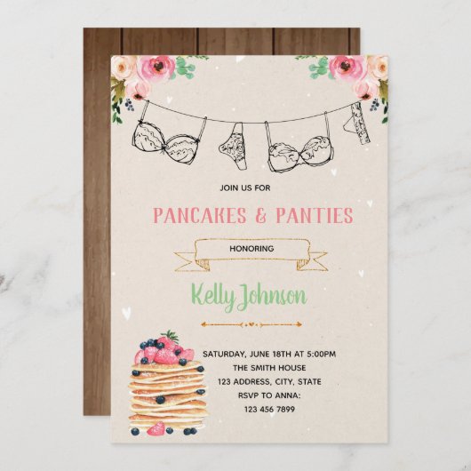 Brunch Dusch Duschkarte Einladung (Vorne/Hinten)