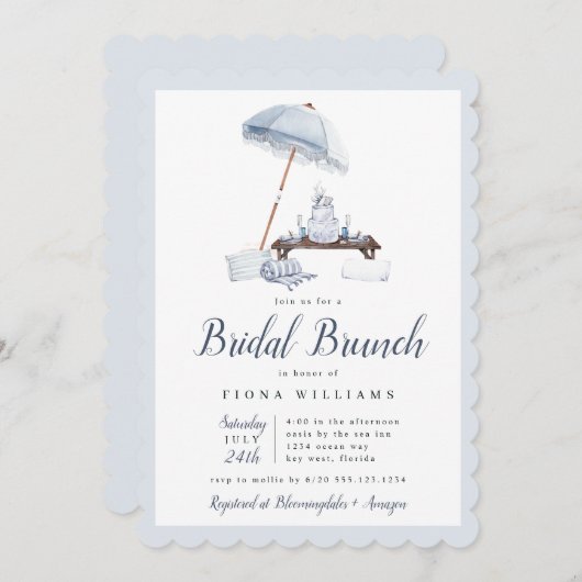 Brunch-Dusche am Strand Bridal Einladung (Vorne/Hinten)